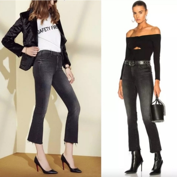 MOTHER The Hustler Ankle Fray In Cat Got Your Tongue Black Jeans, Size 26 - Picture 1 of 16